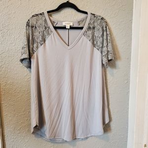 NWOT Zenana Lace Sleeve Shirt